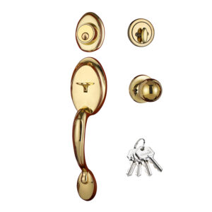 Golden front door handle door lock set